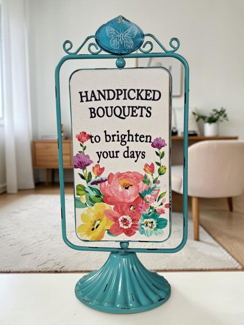 pioneer woman tabletop decor Teal Bouquets Brighten Your Days Metal